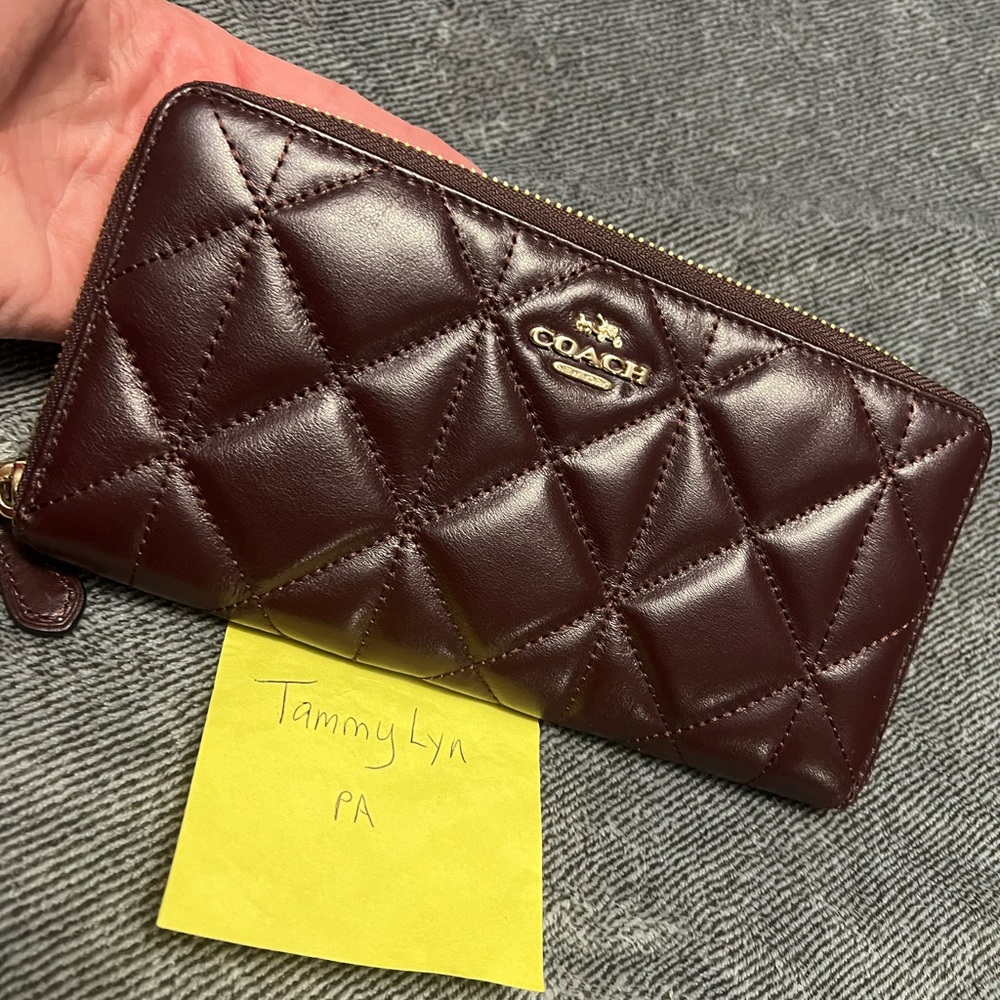 Coach oxblood zip around wallet